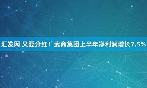 汇发网 又要分红！武商集团上半年净利润增长7.5%